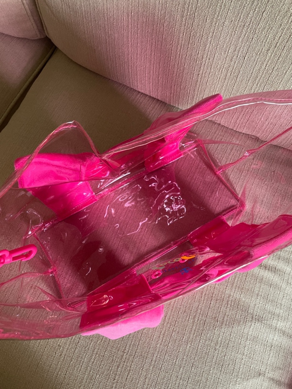 Royal Caribbean Perfect Day in Coco Cay Clear Pink Tote with Matching Pouch - Picture 7 of 7